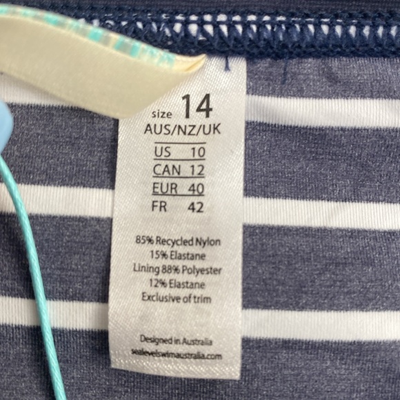 Sea Level Swim Australia Charmarel 3/4 sleeve swim top size 10 - Picture 7 of 9